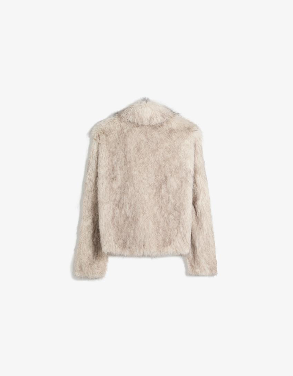 BERSHKA Шуба из искусственного меха, кремовый