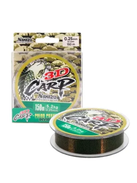 Леска 3D Carp, L-150 м, d-0,25 мм 3D Camo