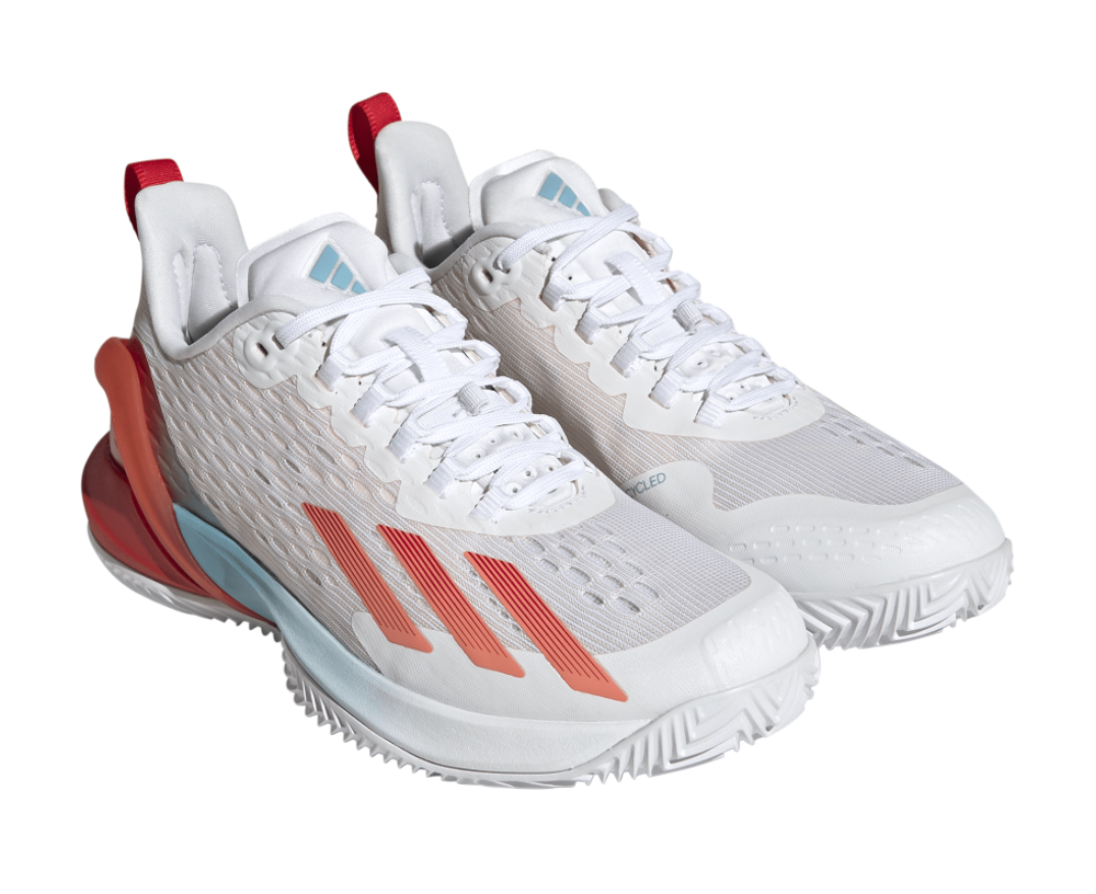 Женские Кроссовки теннисные Adidas Adizero Cybersonic W Clay - cloud white/coral fusion/better scarlet