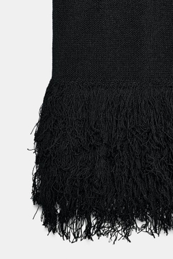 ZARA ТРИКОТАЖНЫЙ ТОП С БАХРОМОЙ, ЧЕРНЫЙ