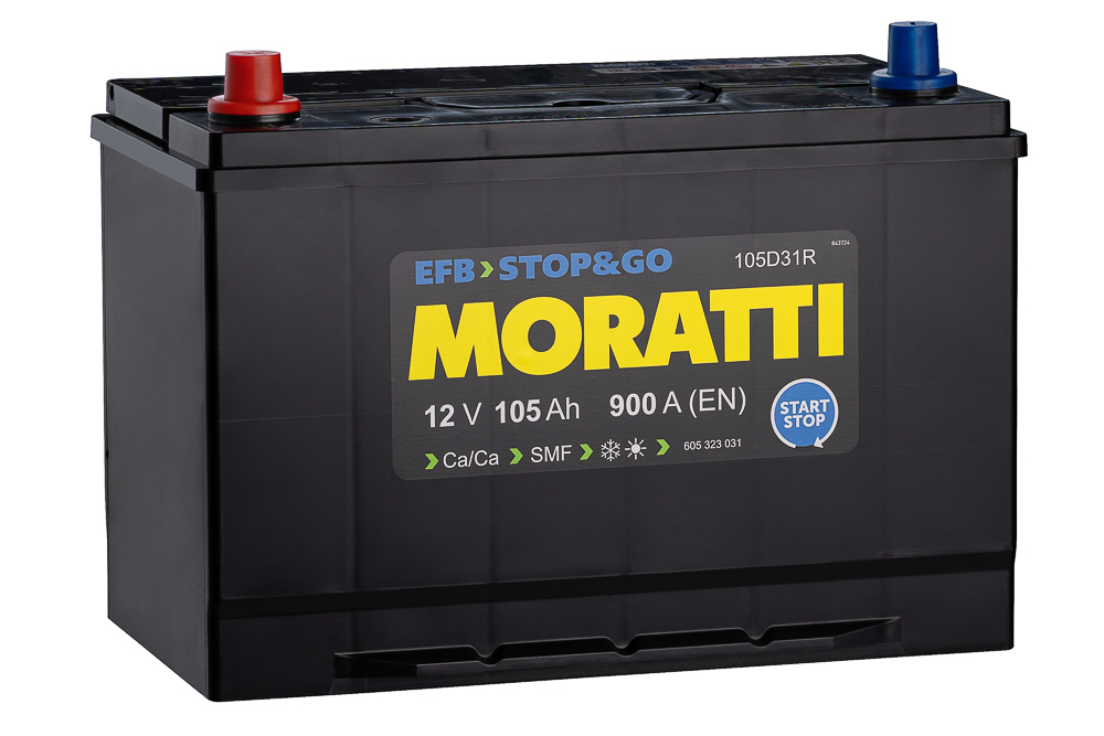 Аккумулятор 6СТ-105 А.ч.,(1) (JIS) D31 п.п., L+  Moratti  (арт. 605323031 )
