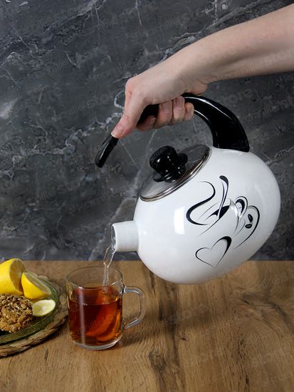 Чайник 2,5 л. эмалированный со свистком Kamille KM 1036 с черной бакелитовой ручкой