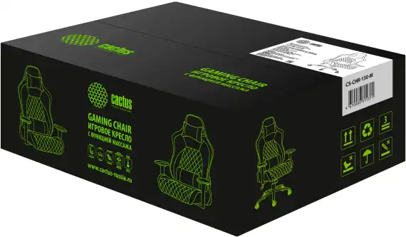 Кресло игровое Cactus Cs-Chr-130 черный экокожа с подголов. крестов. черный