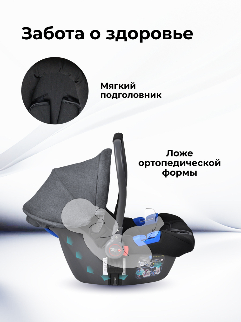 Автолюлька Aimile KS-2150/a группа 0+ (0-13кг) темно-серый