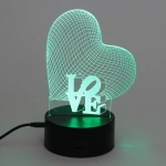 Светильник ночник «3D-LOVE» на пластиковой подставке, с включателем USB