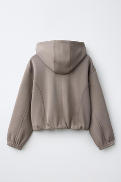 ZARA СПОРТИВНОЕ ХУДИ С МОЛНИЕЙ, СЕРО-КОРИЧНЕВЫЙ