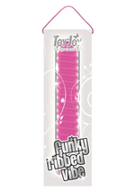 Ярко-розовый вибромассажер FUNKY RIBBED VIBE - 15 см.