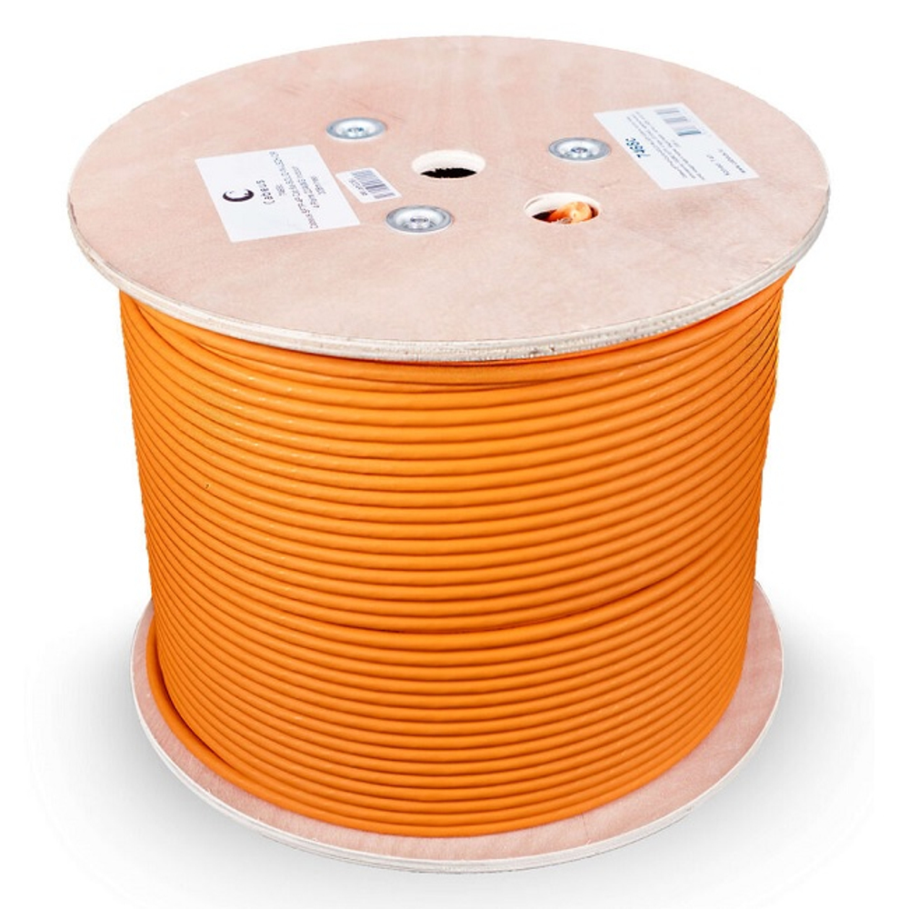 Кабель витая пара S/FTP Cabeus кат.6a, 4 пары, 23AWG, медь, экран, 305 метров, оранжевый (SFTP-4P-Cat.6a-SOLID-IN-LSZH)
