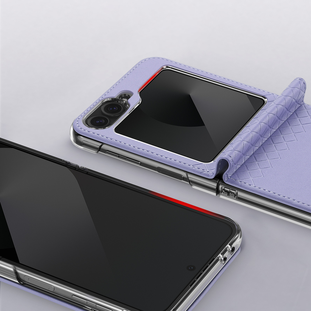 Чехол из кожи фиолетового цвета от Dux Ducis для Samsung Flip6 и Flip7 FE (W25), серия Bril Series Case