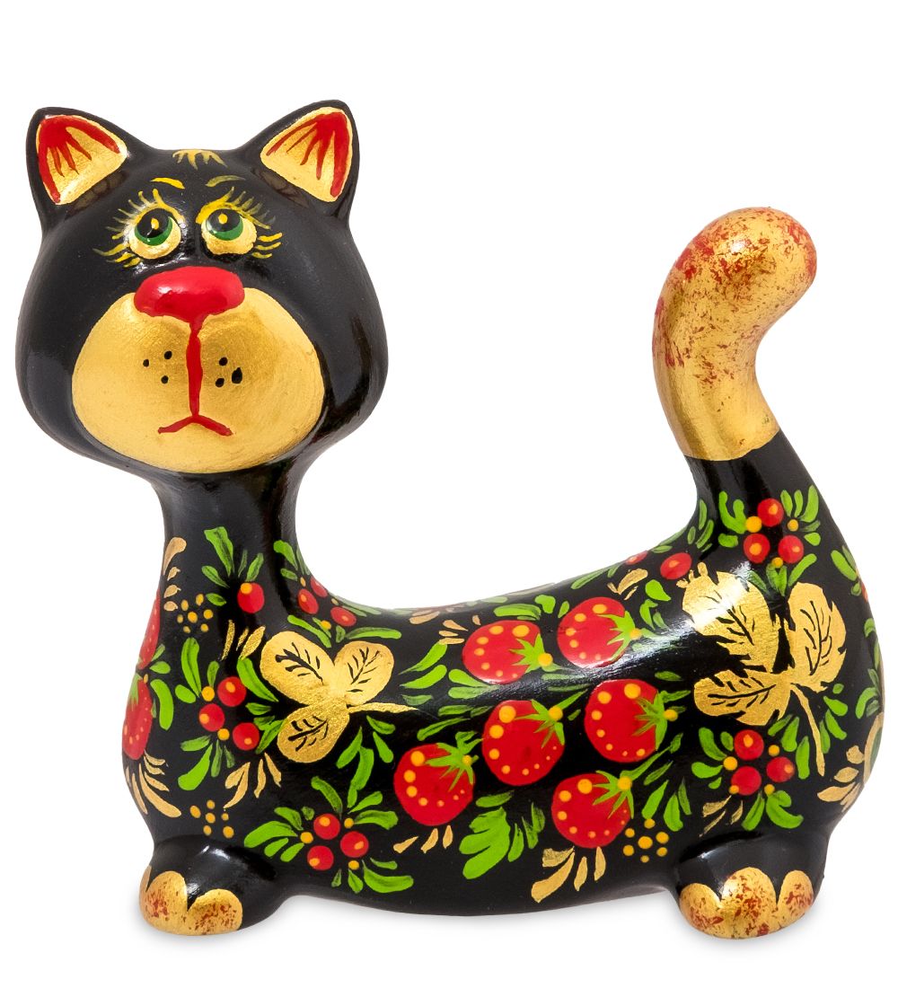 ГЛ- 976 Фигурка «Кот-Пряник» хохлома (Гжельский фарфор)