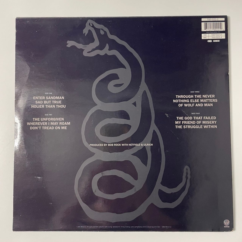 Винтажная виниловая пластинка LP Metallica Black Album Черный Альбом (Нидерланды 1991)