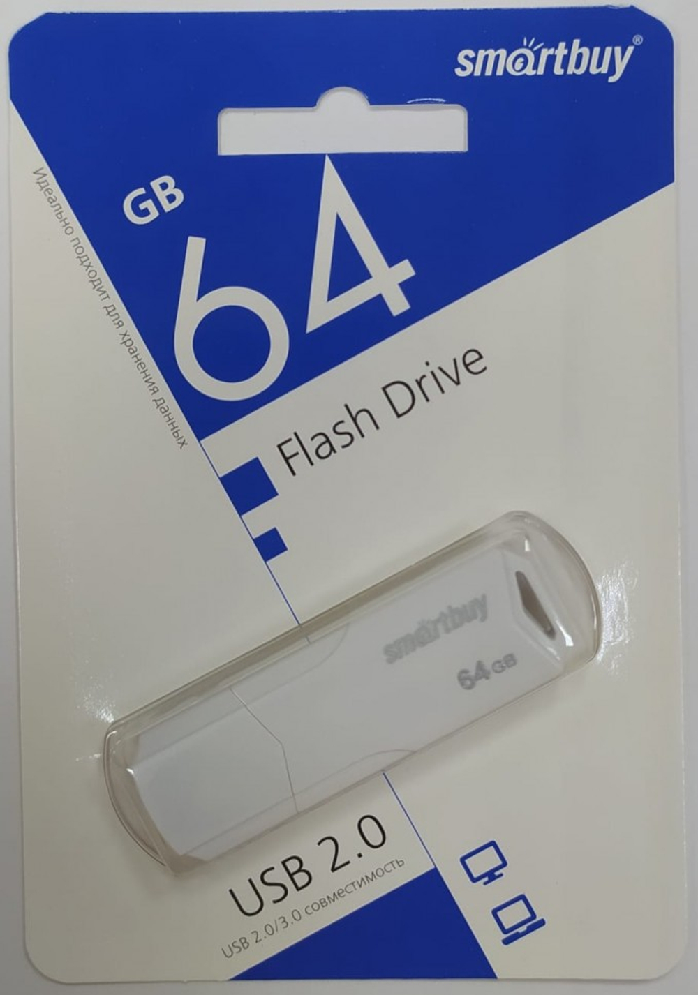 USB флеш накопитель Smartbuy 64GB Clue White (SB64GBCLU-W)