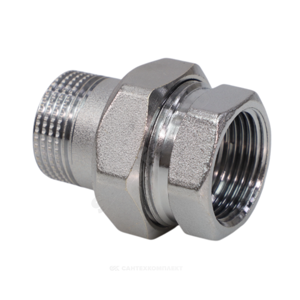 Соединитель латунь хром американка Ду 32 (1 1/4") прямой ВР/НР R18 Giacomini R18X006
