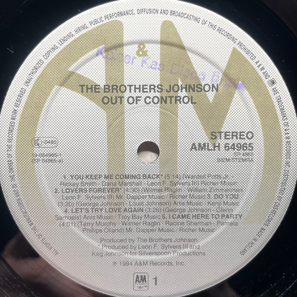 The Brothers Johnson ‎– Out Of Control (Голландия 1984г.)