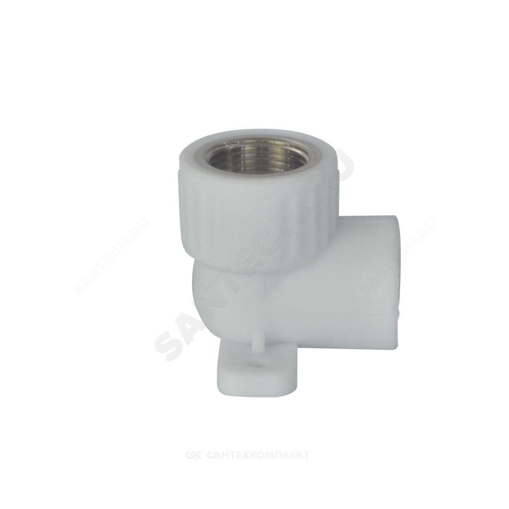 Угольник PP-R комбинированный белый Дн 20х1/2" ВР с креплением VALFEX 10120020