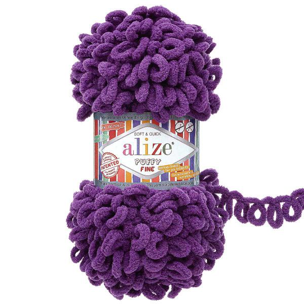 Пряжа Alize (Ализе) Puffy Fine / уп.5 мот. по 100 г, 14м, 44 темно-фиалковый