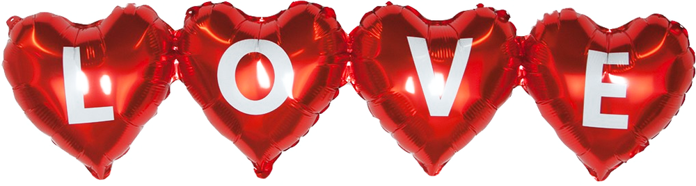 Шари к гирлянда из сердец с надписью Love