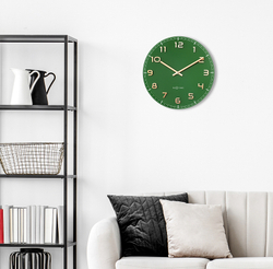 Настенные часы NeXtime Classy Medium, стекло, 40 см, зелёные