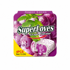 Жевательная резинка SuperLoves ВИНОГРАД 4 в блистере 13,5гр