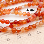 Сердолик бусины, диаметр 4,2-4,3 мм, цена за нить 38 см