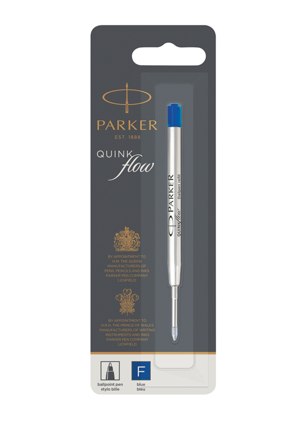 Parker Стержень для шариковой ручки, F, синий (в блистере)