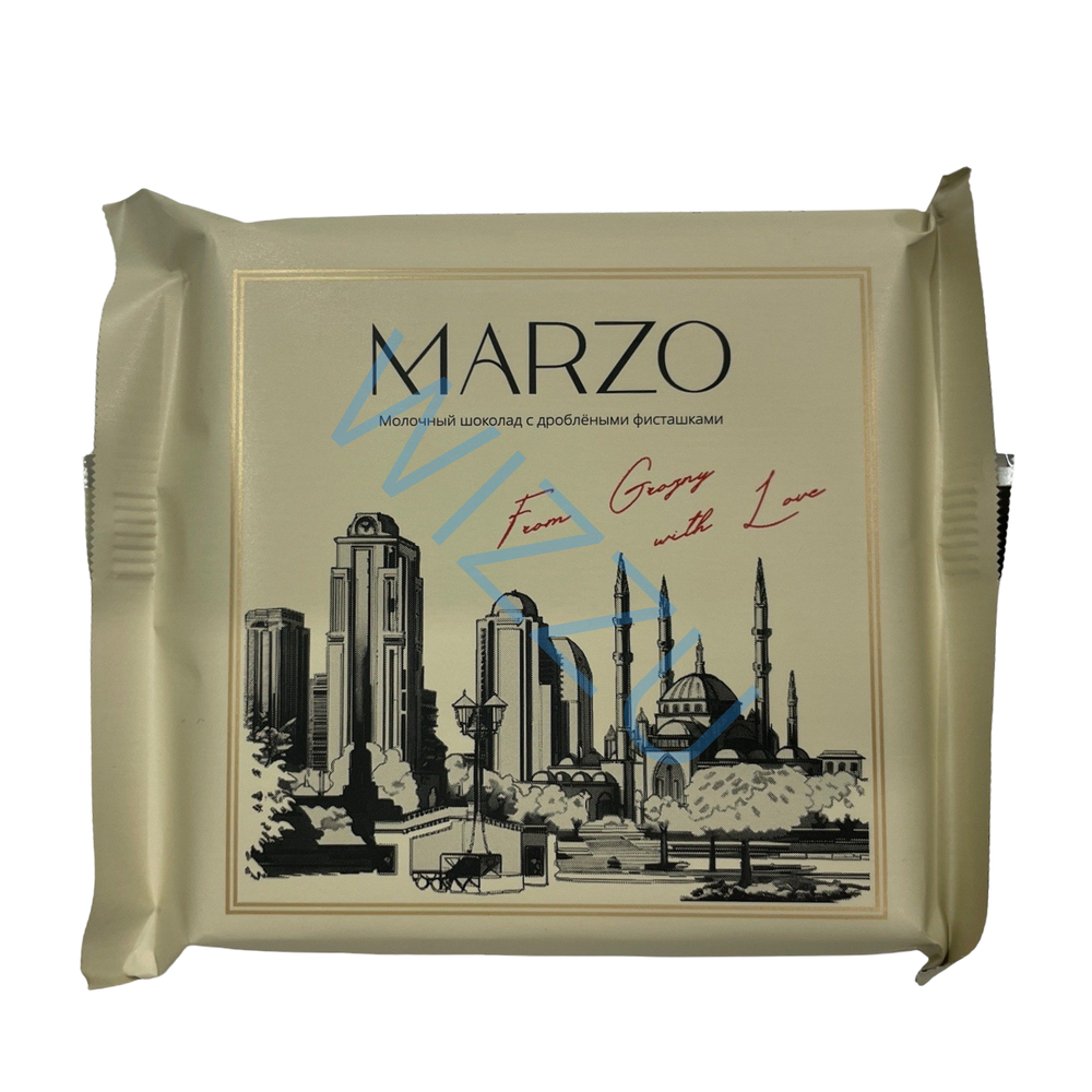 Молочный шоколад MARZO с дробленным фисташками 90гр