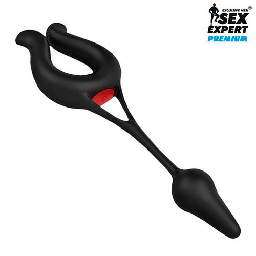 Черная вибронасадка с анальной втулкой Bior Toys Sex Expert SEM-55240