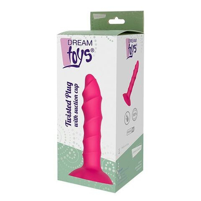 Розовый ребристый анальный фаллоимитатор TWISTED PLUG - 14 см. (Цвет: розовый)