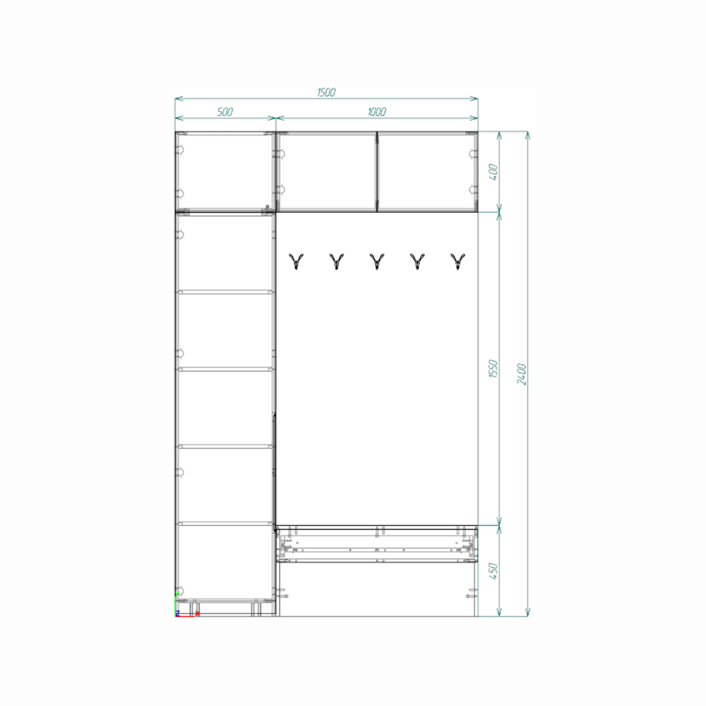 Прихожая 150 см SHTABE S150S01 (Графит-Графит+Каселла)