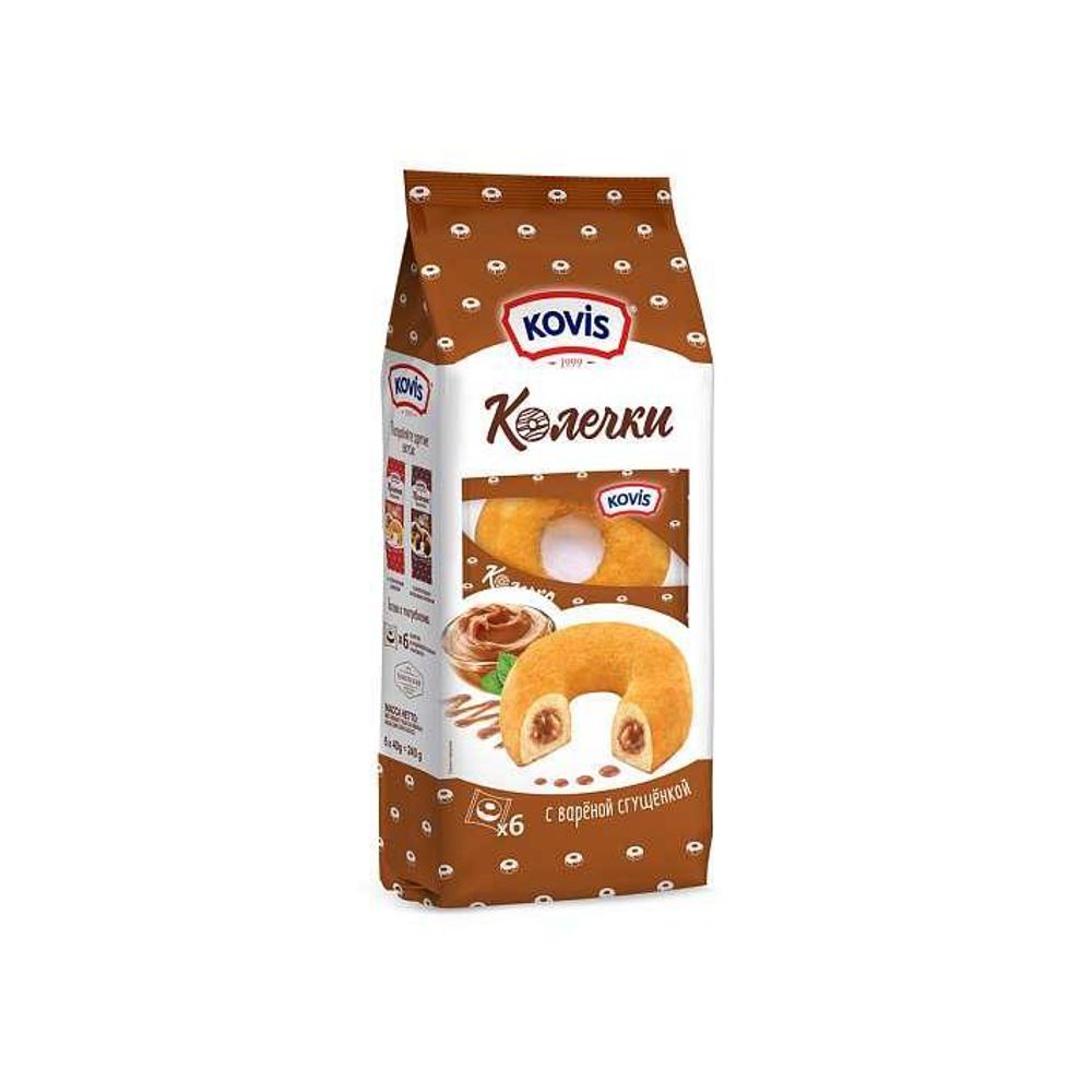 Пирожные бисквитные Колечки с кремом вареная сгущенка Kovis 240г