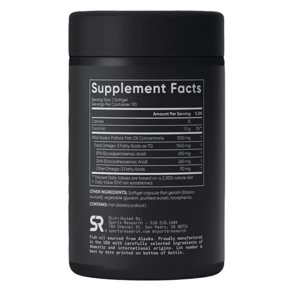 Sports Research Omega-3 Fish Oil, Омега-3 1250 мг, 90 гелевых капсул