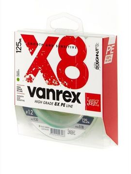 Леска плетёная Lucky John Vanrex х8 BRAID Fluo Green 125 м, 0,18 мм