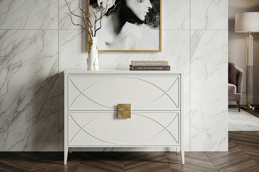 Комод бежевый 2 ящика 100x80x40см Garda Decor