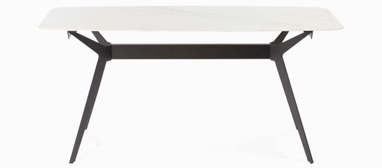 Обеденный стол Scarlet 160х80 ножка из стали, столешница керамика cветло-серый/черный
