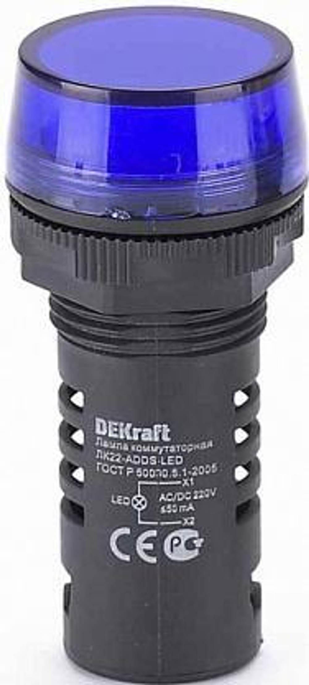 25122 Лампа коммутац.ЛК22-ADDS-BLUE-LED-220 DEKraft