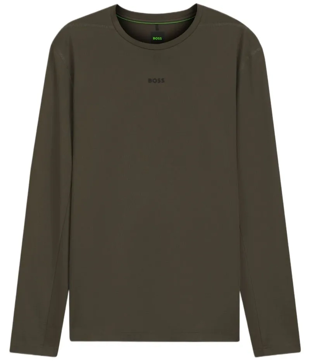 Мужская теннисная футболка с длинным рукавом BOSS Active Long Sleeve In Pointelle - open green
