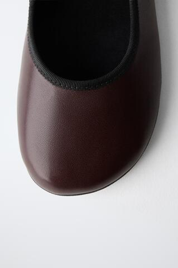 ZARA КОЖАНЫЕ БАЛЕТКИ BAREFOOT, ГРАНАТОВЫЙ