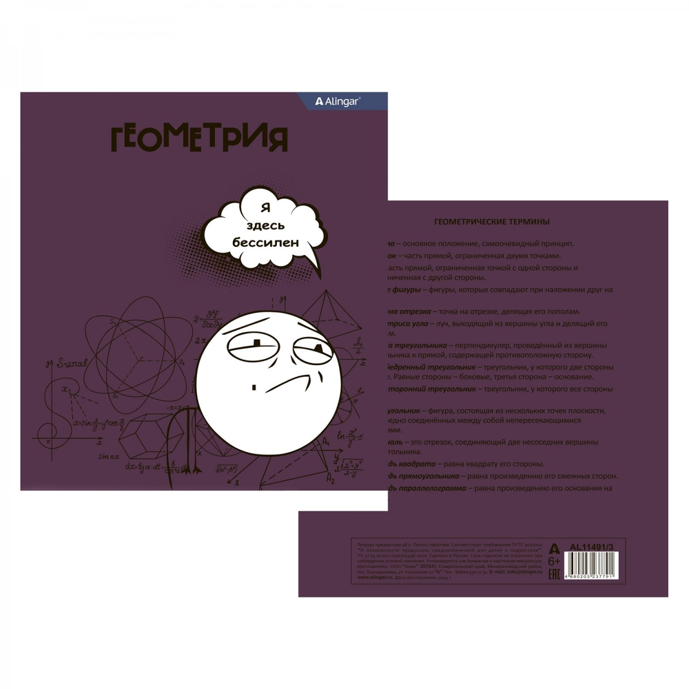 Комплект предметных тетрадей А5 48л., 10 предметов, со справ матер, скрепка, мелов. картон (стандарт), блок офсет, Alingar "Мемы"