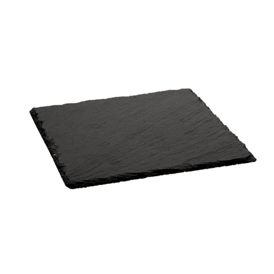 Блюдо квадратное 20*20 см h0,5 см для подачи черное сланец SUNNEX
