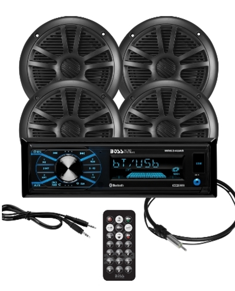 Комплект аудиосистемы BOSS MCBK634B.64 (магнитола 1DIN + 4 колонки + антенна)