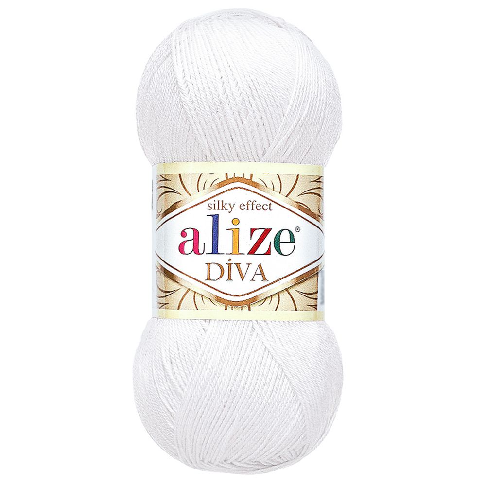 Пряжа Alize (Ализе) Diva / уп.5 мот. по 100 г, 350м, 055 белый A