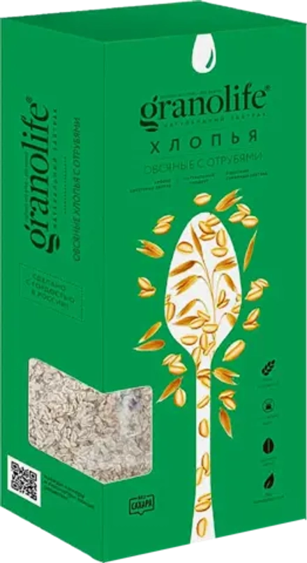 Хлопья овсяные Granolife с отрубями 500г