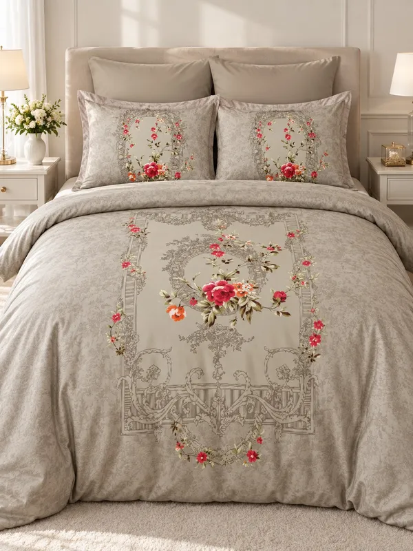 Prima Casa КПБ 6 пр.Lilyana Kahve ЕВРО пододеяльник 200*220, простынь 240*260, наволочки 50*70 2шт, декоративные наволочки 50*70 2шт