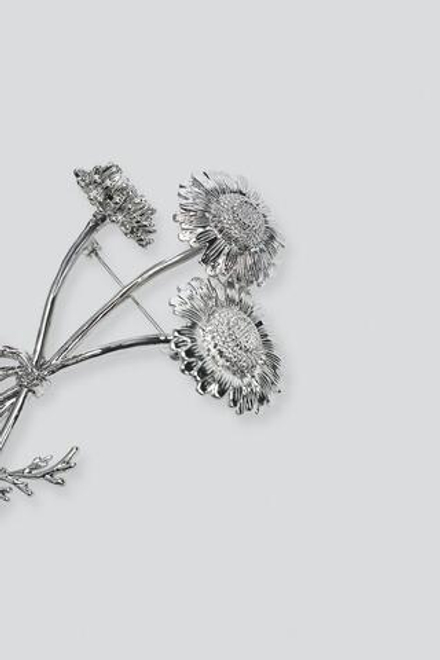 ZARA X BAISI GUADAGNINO МЕТАЛЛИЧЕСКАЯ БРОШЬ В ФОРМЕ ЦВЕТКА, СЕРЕБРЯНЫЙ