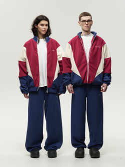 Zip-Up Sweatshirt Raspberry-Navy Smoke