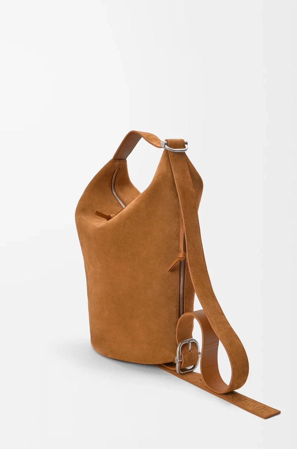 Loewe Сумка-ведро Loop из замшевой телячьей кожи, табачный