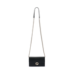 GUCCI Double G Leather WOC Chain Shoulder Messenger Bag Black