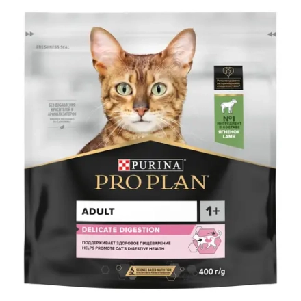 Корм сухой Ягнёнок, 400г для кошек Pro Plan Delicate с чувствительным пищеварением