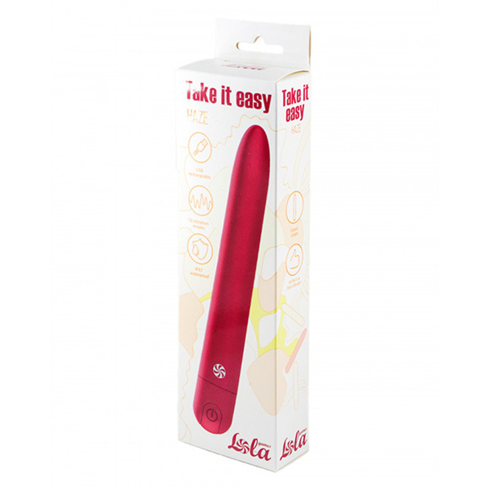 Бордовый перезаряжаемый вибратор 18см Lola Games Take It Easy Haze 9025-03lola