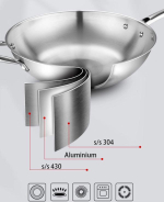 Сковорода WOK из нержавеющей стали INDOKOR WIND36AL 36см